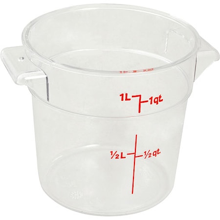 Cambro Container, 1Qt , 6-1/2" Diam, Clr Plstc RFSCW1135